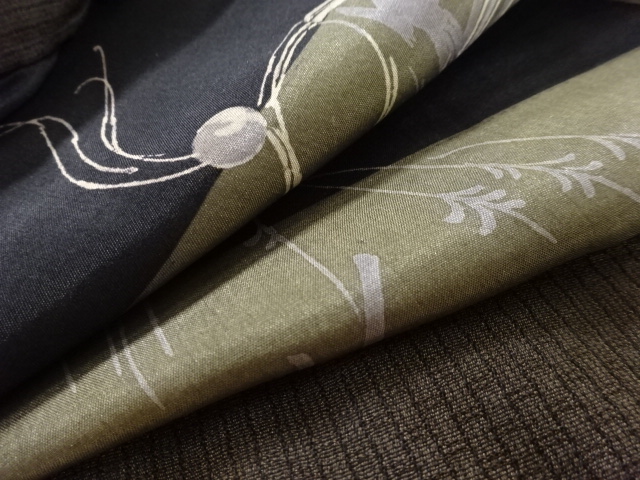  アンティーク　家屋に印籠模様肩裏男物羽織